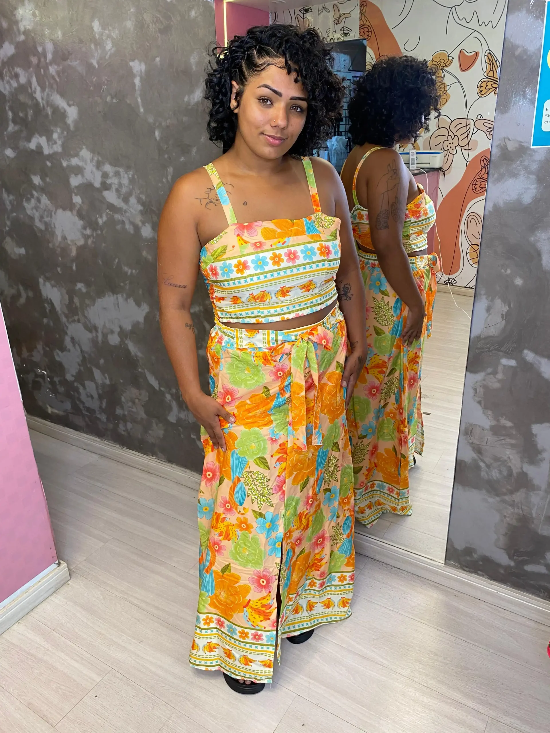 Conjunto Floral Laranja